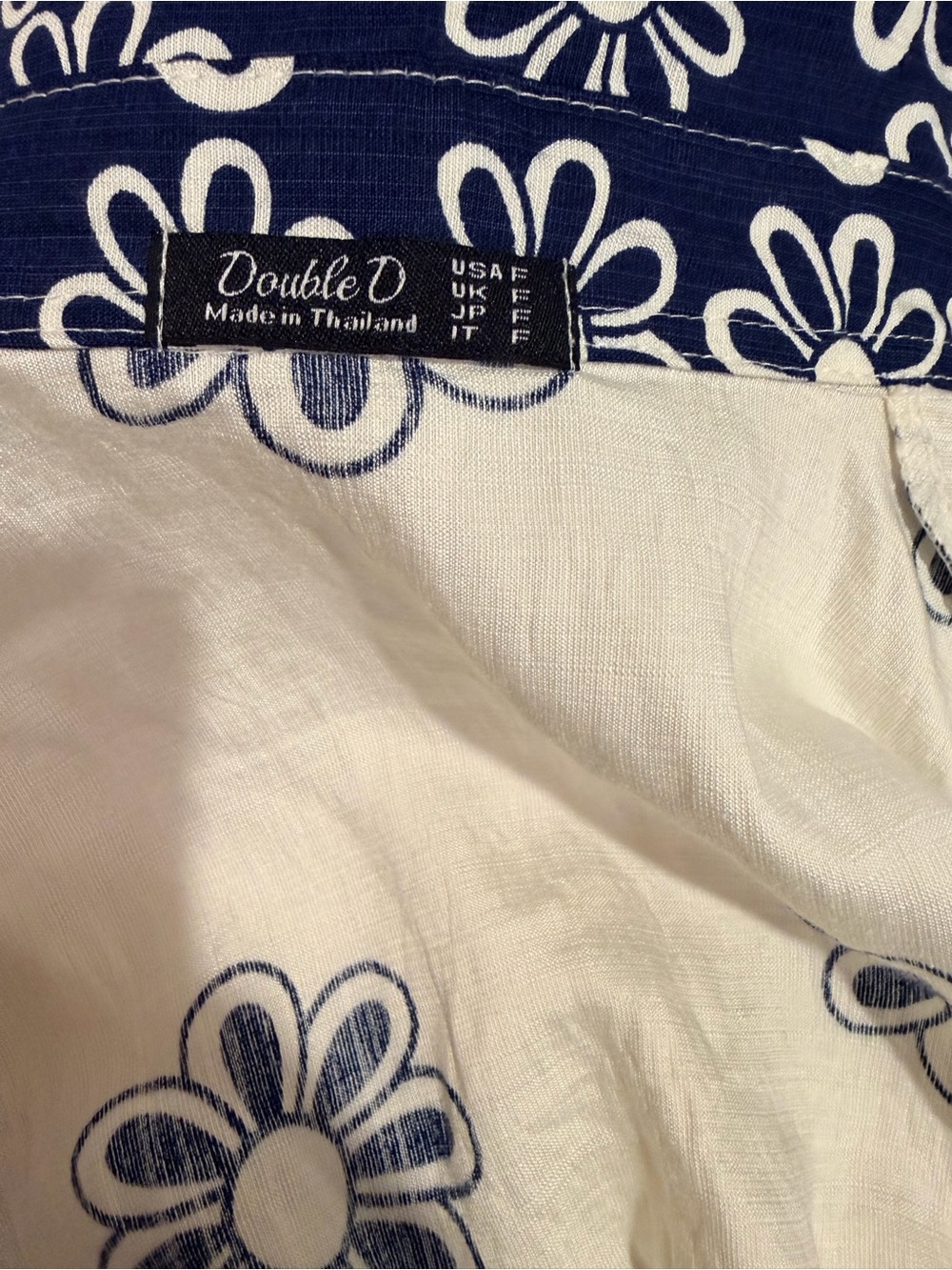 Double D, Bangkok  Navy & Cream Floral Blouse and Maxi Skirt Set, one size NWOT - Picture 3 of 4